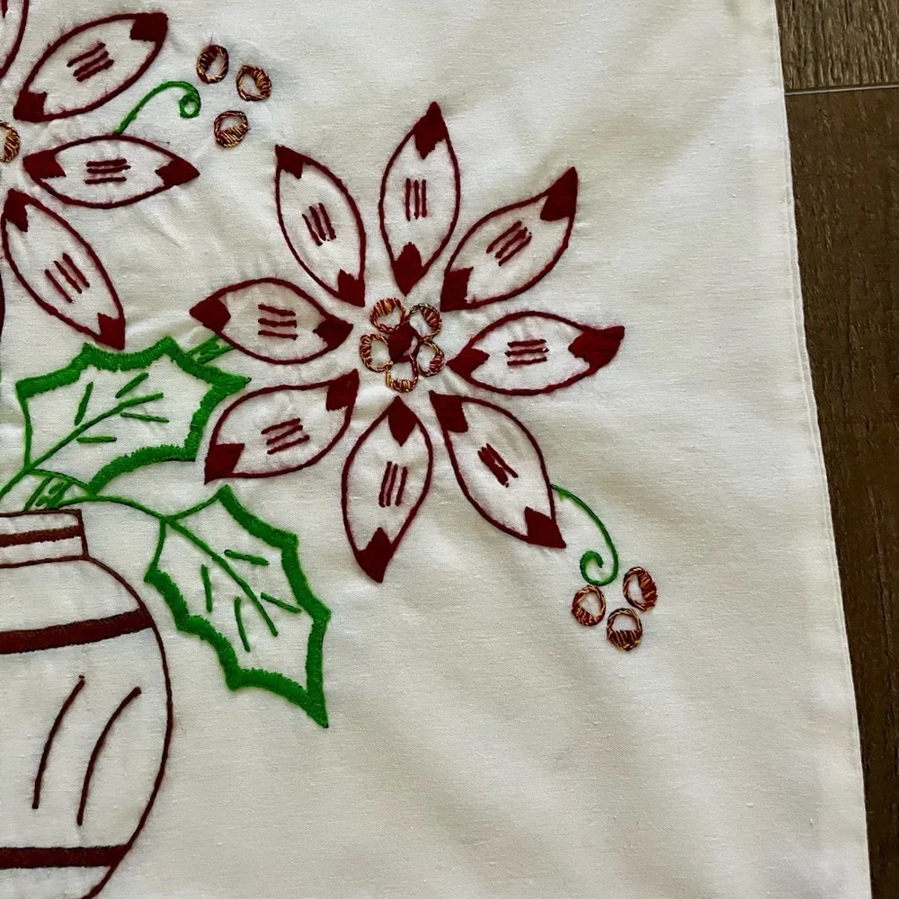 Festive Floral Embroidered Throw Pillows - Set of 2 18/25 Inches